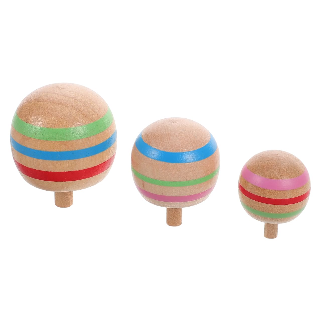 Didiseaon Wooden Spinning Top Set 3Pcs Kids Educational Toy for Fine Motor Skills Hand Eye Coordination Indoor Play Durable Safe Compact