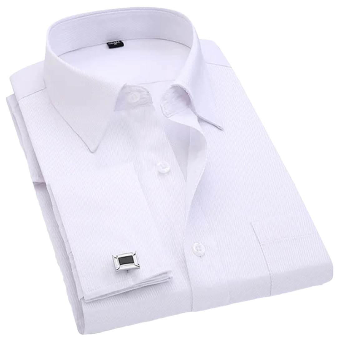 Yeuyyben Camicia da sposa da uomo camicia da smoking camicia francese gemelli formali camicia a maniche lunghe slim fit camicia con polsini francesi
