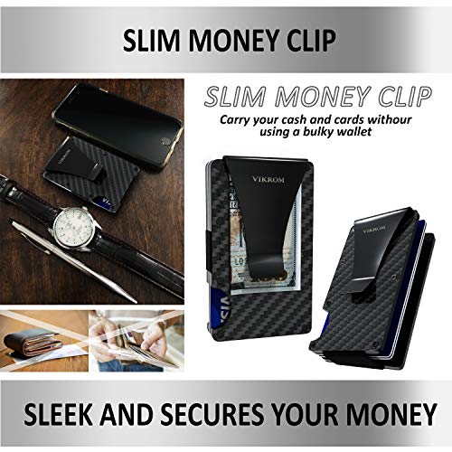 Carbon Fiber Wallet and Money Clip - RFID Blocking Front Pocket Wallet - Premium Minimalist Wallets for Men - Slim Credit Card Holder - Business Card Holder - Mens Wallet - Aluminum Metal Wallet - Thumbnail 5