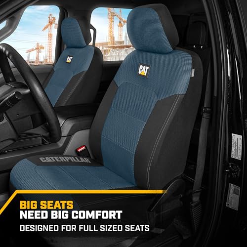 Image of CAT MeshFlex Universal Front Seat Covers for Trucks, Cars, & SUV - Blue | Airbag Compatible Interior Protection for Trucks, Suv, and Cars - (2) Front Seat Protectors Automotive and Truck Accessories