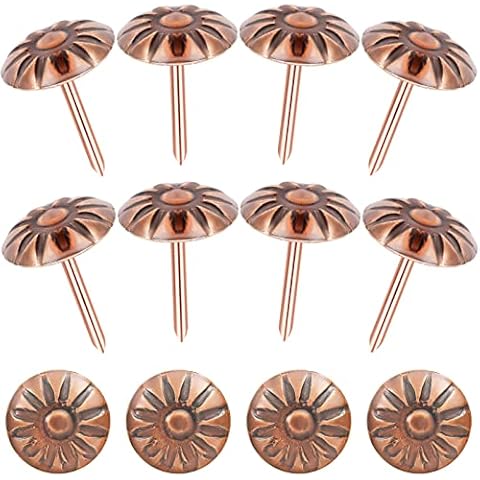 500 Pcs Antique Brass Daisy Decorative Nails, Gold Brass Upholstery Tacks Nails Furniture Nails for Sofa,Crafts,Furniture, Hardware Tool,11 x 16cm, Brown Cover