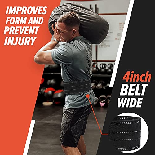 Image of FirstFit Heavy Duty Leather Weightlifting Belt, 6mm Powerlifting Belt for Back Support, Gym & Fitness Training