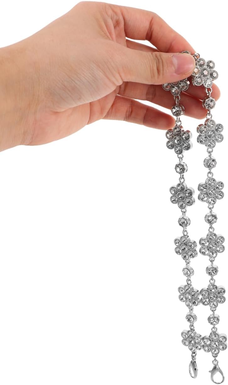 Healeved 19.68In Flower Rhinestone Purse Chain Strap for Handbag, Detachable Crystal Bag Chain Extender Woman Fashion Luxurious Embellishments for Customizing Bags Clothing Diy