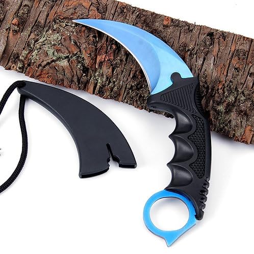 PINBO Utility Knife Stainless Steel for Kitchen & Daily Use | Sharp Blade with Protective Sheath | Compact Cutting Tool for Fruits, Vegetables, Camping & Home Tasks Blue