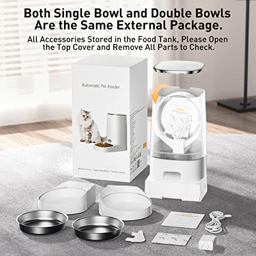 Rojeco Automatic Cat Feeders For 2 Cats, 4L Cat Food Dispenser With App Control, Double Stainless Steel Bowls, Dual Power Supply And Low Food Alarms, 2.4Ghz Wi-Fi Enabled Pet Feeder For Cats And Dogs #TOP5