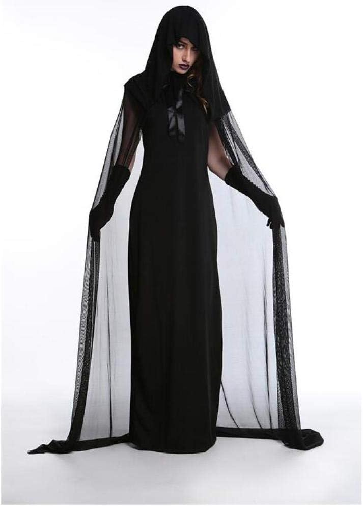 Woman Halloween Cosplay Black Devil Costume Christmas Costume Witch Costume Vampire Dress Up Uniform Party, Adult Fancy Dress Party Costume,Black-XXL