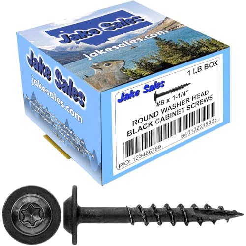 Jake Sales N.8 x 1-1/4inches Round Washer Head Truss Head Screw. Torx/Star Drive Head Wood Screws. Multipurpose Cabinet, Furniture, Siding and Trim and General Construction - 1 Pound ~184 Screws