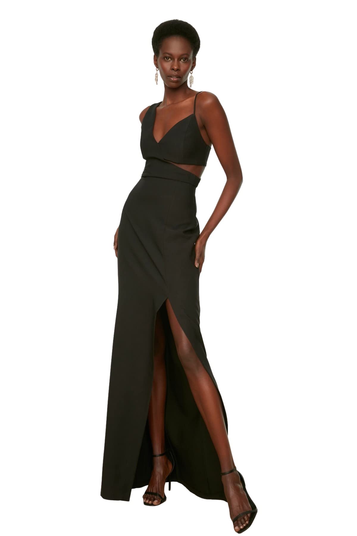 Trendyol FeMan Maxi Shift Regular fit Woven Evening Dress Black