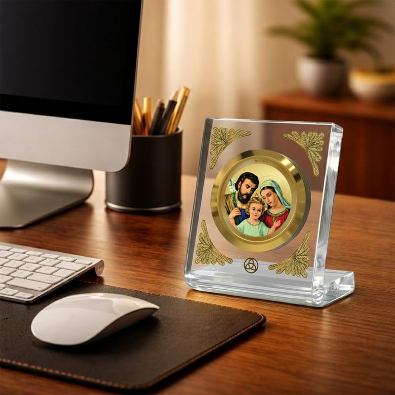 Image of DIVINITI 24K Gold Plated Religious Car Dashboard Frame | Premium God Idol Frame for Car, Home Mandir & Office Table | Spiritual Gift, Decorative Showpiece