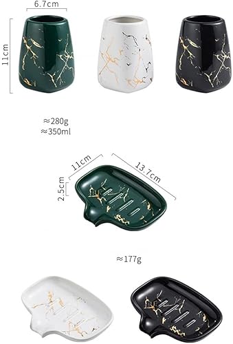 Miniatura 6 de Juego de accesorios de baño de cerámica con patrón negro dorado, 3 piezas, incluye dispensador de jabón, vasos, jabonera, 4 accesorios de baño