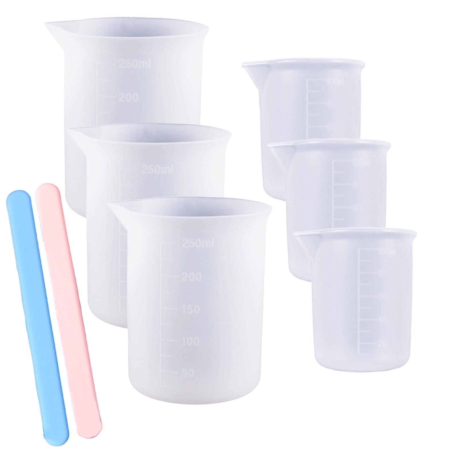 YRIHJIXQ Silikon Messbecher für Epoxidharz Zubehör Set 3x250ml 3x100ml Epoxidharz Gießformen Silikonbecher