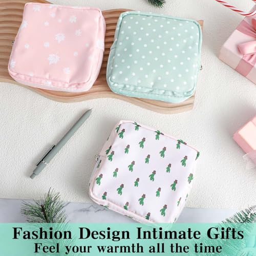 Image of Period Pad Bag 3 Pcs Sanitary Napkin Storage Bags Small Tampon Feminine Period Care Product Holder Menstrual Products Hygiene Pack Cute Pads Portable Organizer Purse for Women