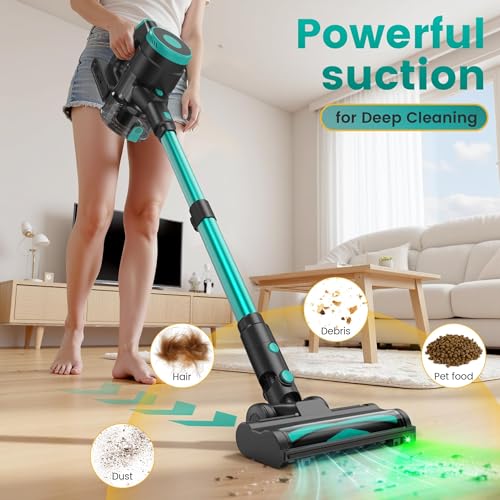 Image of Zefiro 450W Cordless Vacuum Cleaner,45Mins Runtime Vacuum Cleaners for Home, Anti-Tangle and 1.5L Dust Cup, Lightweight Vacuum for Hardwood Floor Carpet Pet Hair