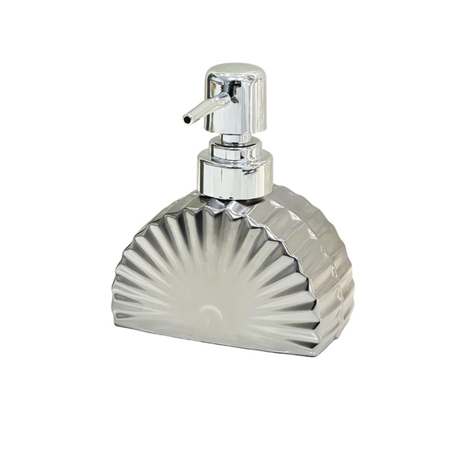 Ceramic Soap Dispenser Fan Shaped Lotion Bottle Household Toilet Press Separate Hand Sanitizer Shower Gel Shampoo Ceramic Empty(Silver)