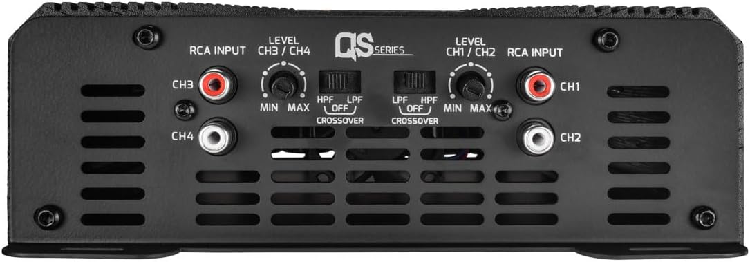 PRV Audio QS1200.4 2 Ohm Compact 4 Channel Car Audio Amplifier 4 x 310 Watts RMS at 2 Ohm - High Power Stereo 12 Volts Amp Class D Full Range Bridgeable