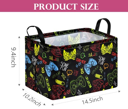 Image of Baby Storage Basket Nursery Box Laundry Hamper Organization Bins for Toys and Clothes with Handles (Handle Game)