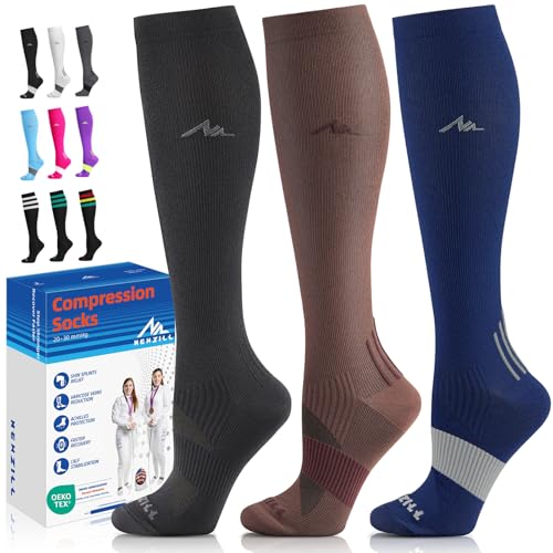 Image of NEWZILL Medical Compression Socks for Women & Men, 20-30 mmHg Knee-High Support for Circulation, All-Day Comfort for Work Travel Running Cycling and Fitness