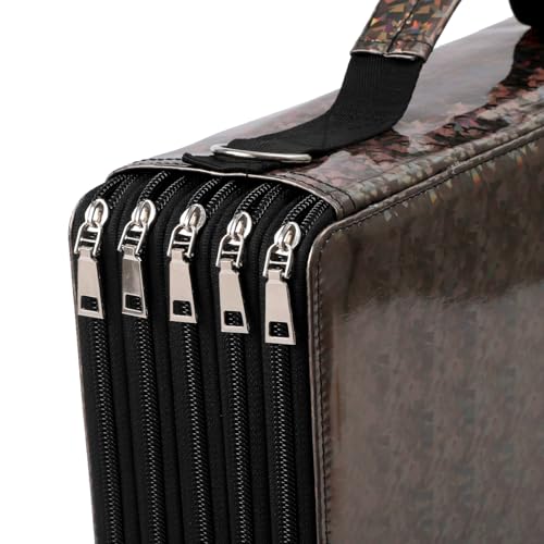 Image of Large Capacity Colored Pencil Case - 500 Slots PU leather with Zipper Closure Portable Organizer for Watercolor Pencils Ideal for Artists(Black)