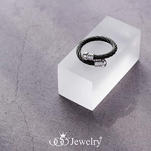 555Jewelry Anello aperto regolabile in acciaio