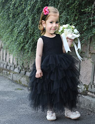 Cilucu Baby Girls Maxi Dress Tutu Sleeveless Flower Girls Dresses V-Back A-Lined2