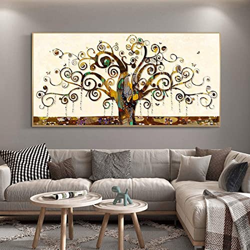 Arbre de vie fortune abstrait toile peinture grand format pour habiller un mur vide