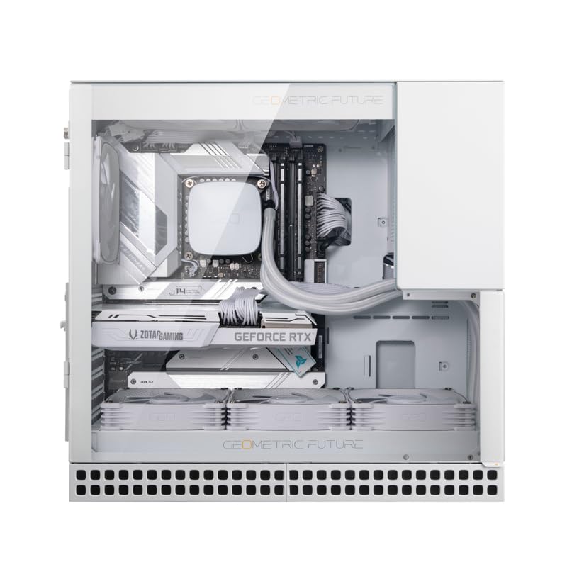 Miniatura 7 de Geometric Future M4 King Arthur White, medioMini Tower, estuche para juegos E-ATXATX, acero de vidrio0.047 in, diseño de túnel de aire vertical,