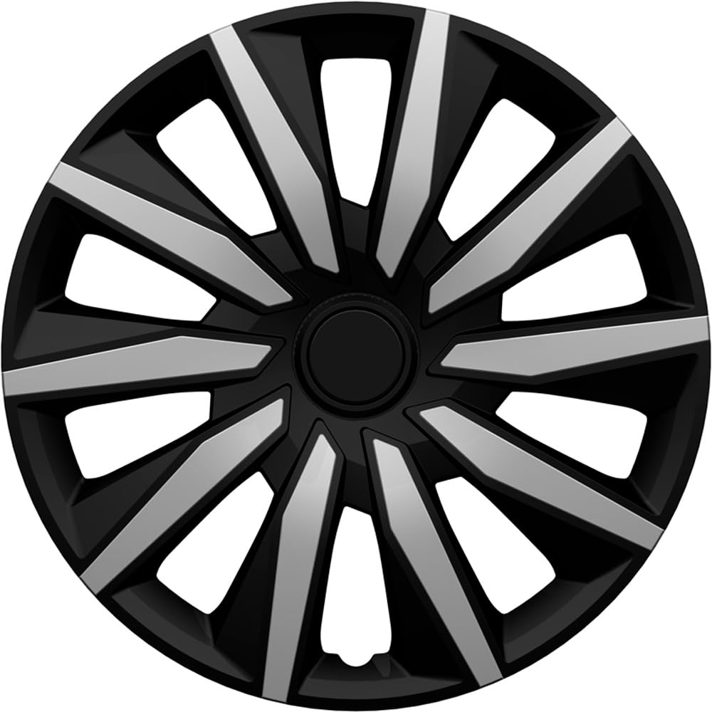 AutoStyle Set di 4 Copricerchi Decente 16 Pollici Argento/Nero
