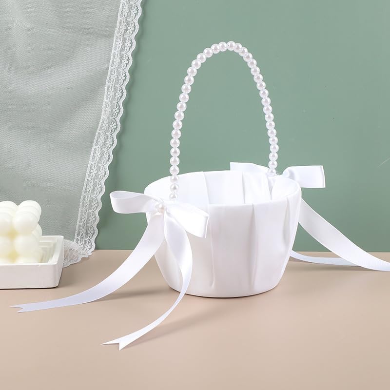 Flower Girl Baskets for Wedding Ivory Flower Girl Basket Wedding Basket for Flower Girl Wedding Decor (Ivory)