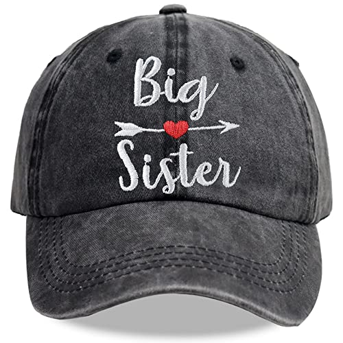 Funny Big Sister Hat, Gifts for New Sis, Adjustable Embroidered Baseball Cap for Toddler Kids Child Girls（Fit for Age 3-10）