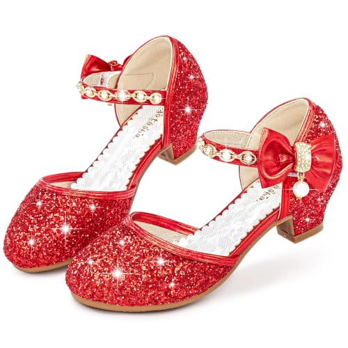 Image of Motasha Sparkly Girls Dress Shoes Kids High Heels Toddler to Big Kid