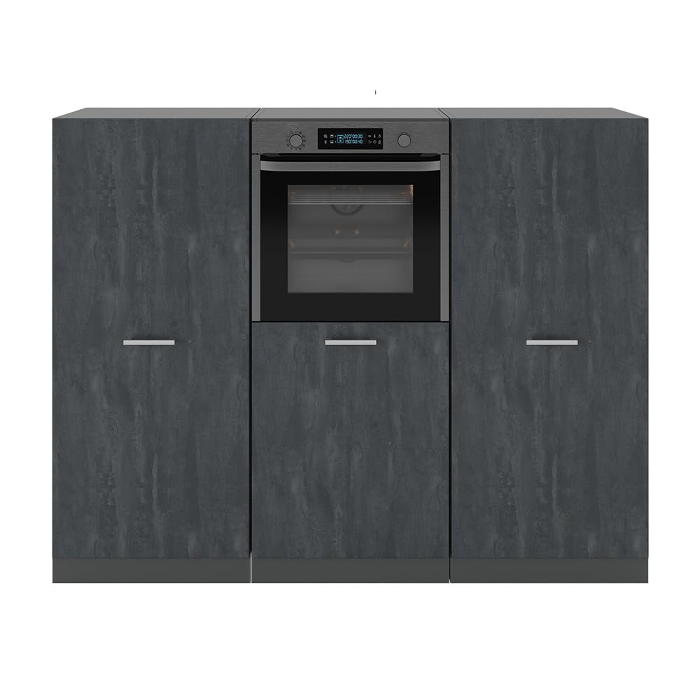 Vicco Küchenblock R-Line, Schwarz Beton/Anthrazit, 180 cm