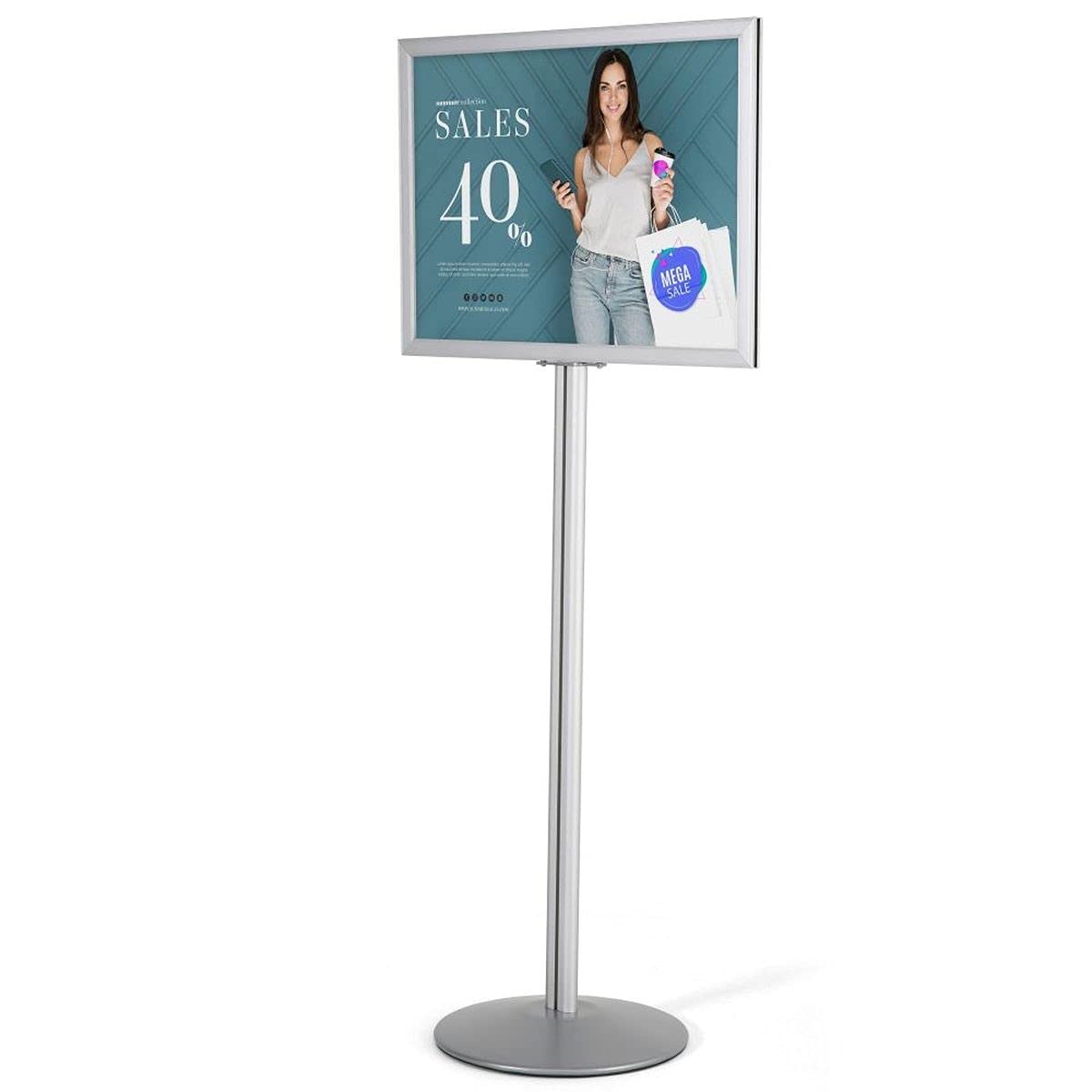 Soporte para carteles, DIN A1/A2, disponible en los colores negro y plateado (plata, DIN A2)