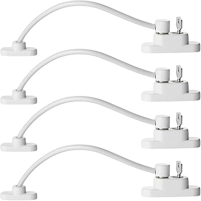 Keyohome Pack of 4 Window Door Restrictor Security Lock Child Baby Security Wire Cable with Screws Keys White