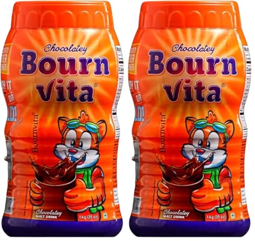 Bournvita 1kg/35 Oz Free Limca &amp; Orange 250ml each Can *NEW PROMO* (Pack of 2)