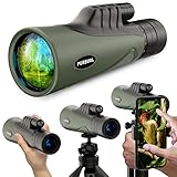 Pursual Optik 25x50 Monokular-Teleskop mit Smartphone-Halterung & Stativ | 10-25-fache Zoom Vergrößerung, hochauflösendes & wasserdichtes | Komplett mehrfach beschichtet Objektiv & BK7 Prisma