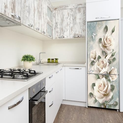 Pegatinas de cocina para nevera que transforman su hogar con flores de peonía 5