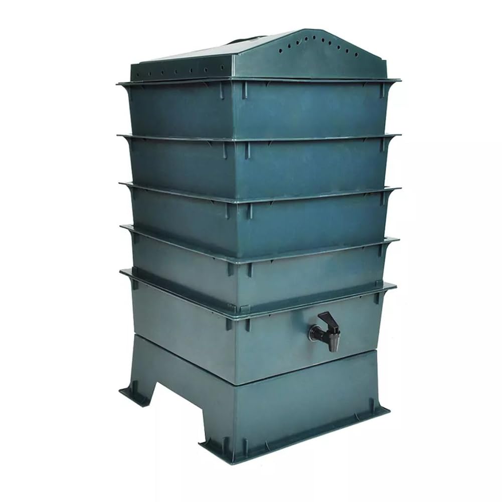Generic 4 Fabryka Robaków Taca, System Kompostowania Ekologicznego dla Roślin, Obejmuje ściółki do Robaków i Płynny rdzeń Nawozu, 42x42x60 Cm, Plastikowy Plastik HDPE