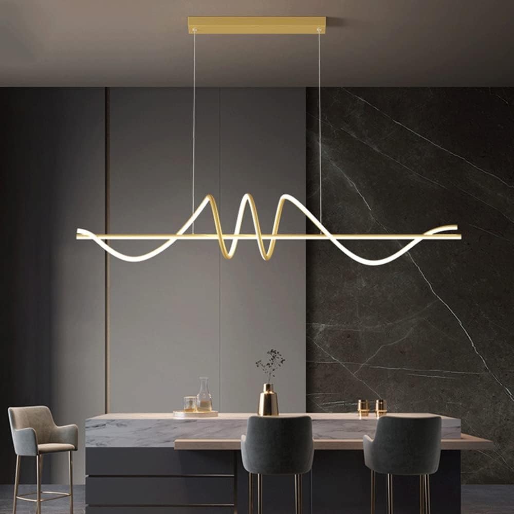 Plafonnier en Acrylique Anti-Scintillement avec télécommande, 3 Modes de Couleurs luminosité (lumière Neutre Chaude Froide) pour de Bar de Cuisine (Or, 100 cm), doré, 120 cm