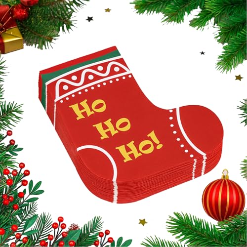 40 Stück Servietten Weihnachten im Socken-Design, Ausgefallene...