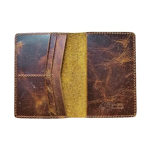 Leather Passport Holder for Men and Women - Handmade Vintage Travel Wallet - Mens Passport Case with Card Organizer - Genuine Leather Passport Cover - 4 Card Slots (Style B)