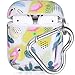 Produktbild Airpods Hülle, OTOPO AirPods Case Hülle Marmor Floral Bedruckt Stoßfeste Schutzhülle mit Herz Schlüsselbund Kompatibel mit Apple Airpods 2 & 1 Für Mädchen Frauen Männer (Kaktus/Vogel)