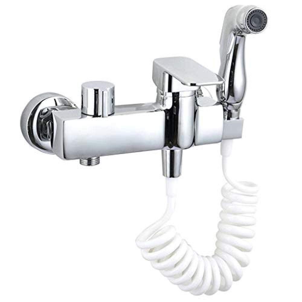 Ręczny spryskiwacz idet, idet, wiertło gwintowe, bidet, środek do czyszczenia bidetu, toaleta partnerska, pistolet natryskowy do kranu ściennego wszystkie dysze miedziane (podwójna mieszanka) (kolor: SI
