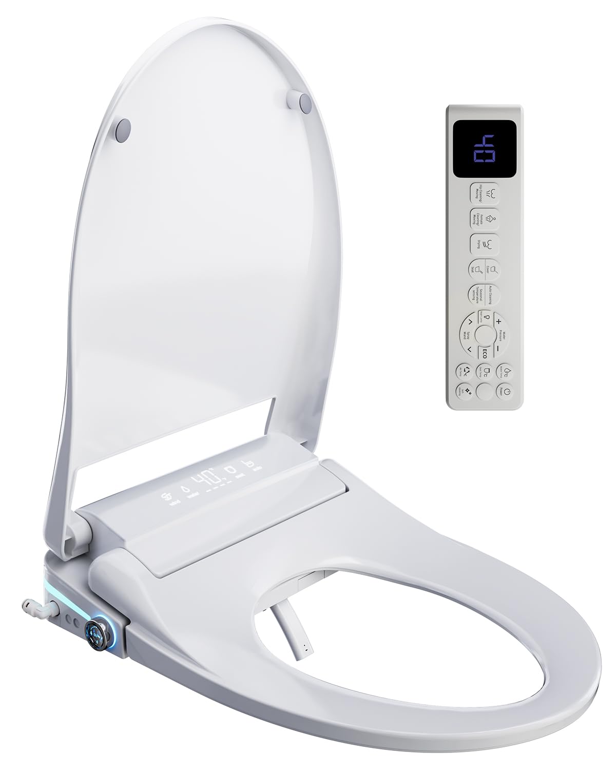 Asiento de Inodoro Inteligente con Calefacción y Agua Caliente, Tapa WC Japonesa con Chorro de Agua, Secador de Aire Templado, Apertura Automática y Función de Aroma, Tapas de Water Eléctrico