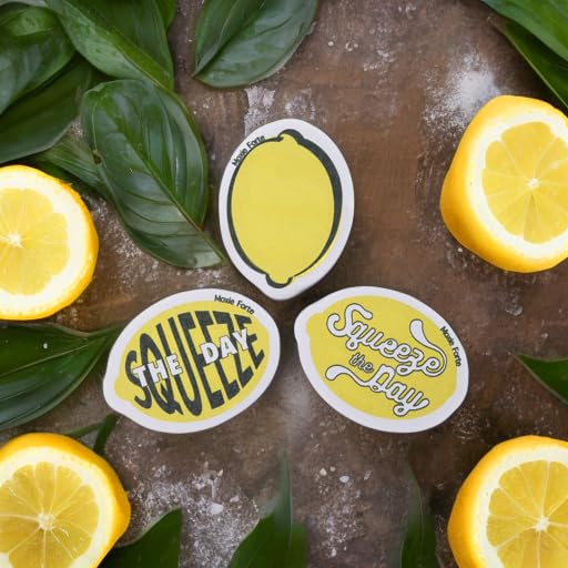 Moxie Forte 3Pack Lemon Dish Sponges | Squeeze The Day Fun Fruit Design | Cute Cellulose Compressed Kitchen Sponges |Natural & Biodegradable | Odor Resistant & None Scratch