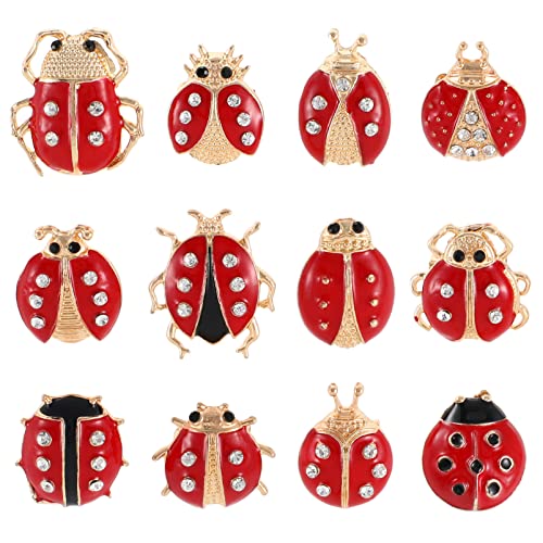 Image of Abaodam 12Pcs Ladybug Brooch Pins Small Lapel Pins for Women Insect Brooch Creative Clothing Corsage Party Accessories for Girls Ladies