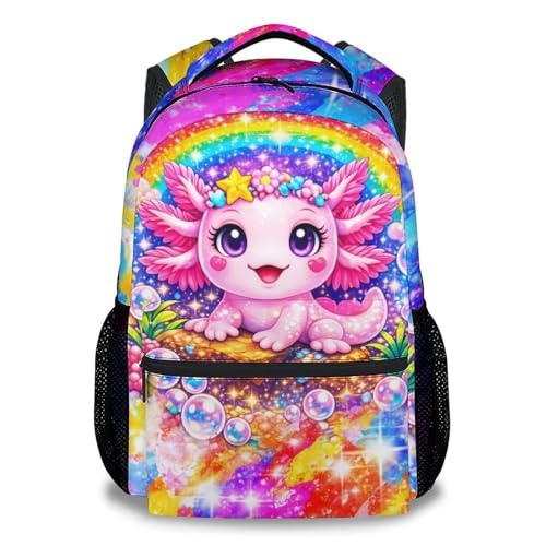 GiftoFLUX Backpack for Kids - Axolotl School Bag Lightweight Girls Bookbag for Toddler Kindergarten Elementary School Bag(17 Inch)