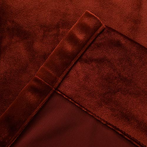 Roslynwood Velvet Luxurious Rust Red Elegant Curtains Rod Pocket Curtain Panels Light Reducing Privacy Panels Drapes for Bedroom/Kids Room, W52 by L84 - Thumbnail 6