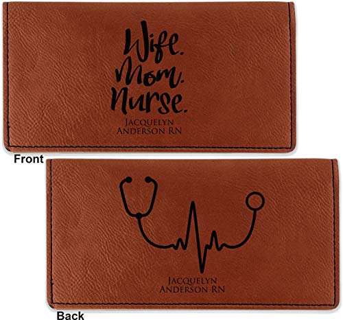 YouCustomizeIt Personalized Nursing Quotes Leatherette Checkbook Holder - Double Sided
