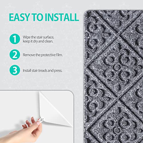 Crystalmx Stair Treads Non-Slip Indoor Step Carpets For Wooden Hardwood, Anti Slip Mats Safety Rugs For Kids Elders And Dogs With Self-Adhesive Bottom, 8" X 30"(Gray, 15 Pcs) #TOP1