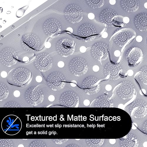 Image of Storite 2 Pack Anti-Skid Bath Mat, Extra-Large Silicon Shower Mat with Suction Cups & Drainage Holes, Durable Non-Slip Bathroom Floor Mat (100 x 40 cm)